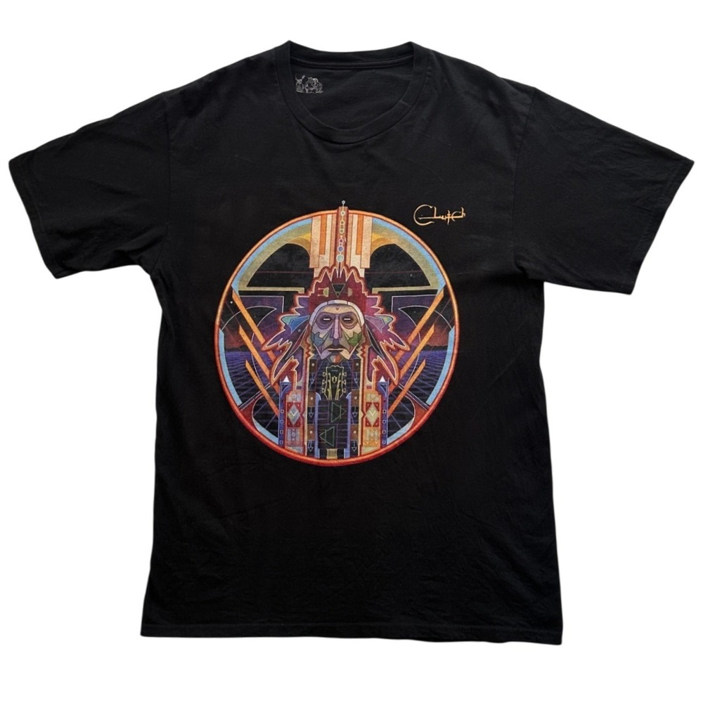 Clutch Band T-Shirt Mens Medium Black Graphic Psychedelic Rock Tee Excellent
